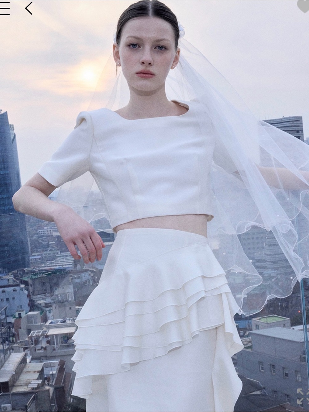 Korean brand MICHAA crop white blouse